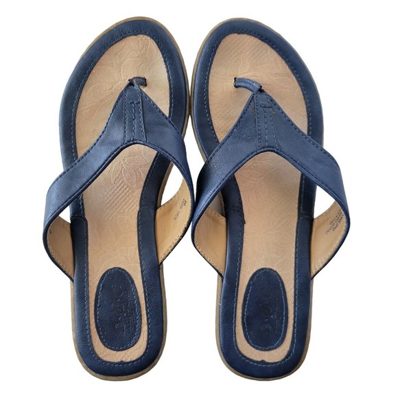 Born Shoes Boc Born Womens 8 Navy Blue Tan Zita Western Tooled Flip